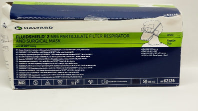 Halyard 62126 Fluidshield 2 N95 Pariculate Filter Respiratior &Mask - Box of 50